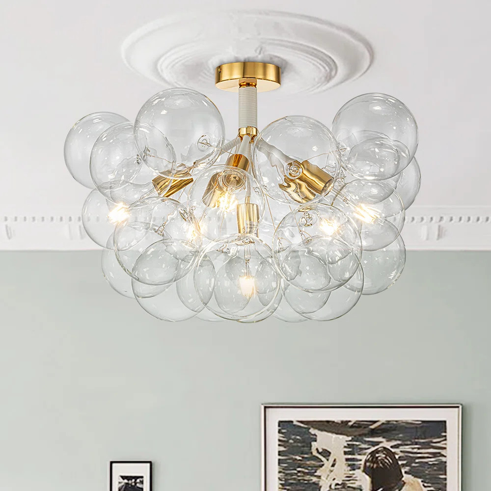 Meyana Contemporary 6 - Light Glass Bubble Semi Flush Mount | Wayfair North America