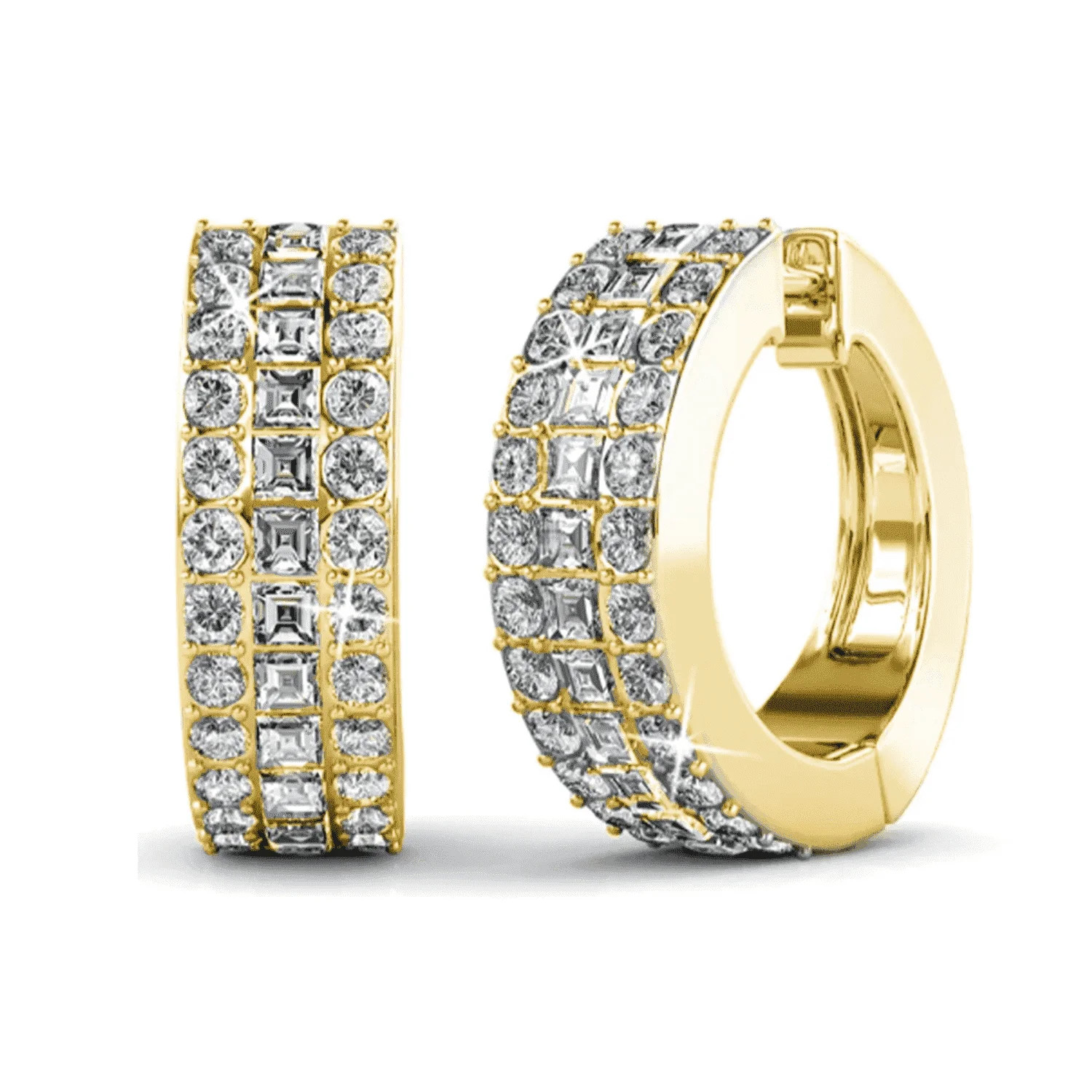 Cate & Chloe Wrenley 18k Yellow Gold Plated 16mm Hoop Earrings with Swarovski Crystals for Women ... | Walmart (US)