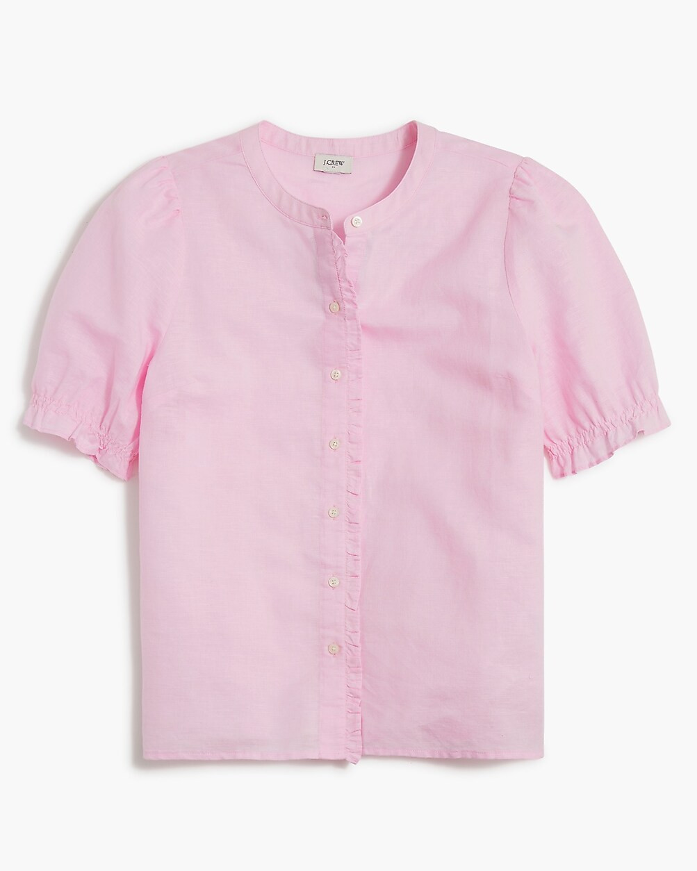 Linen-blend ruffle top with puff sleeves | J.Crew Factory