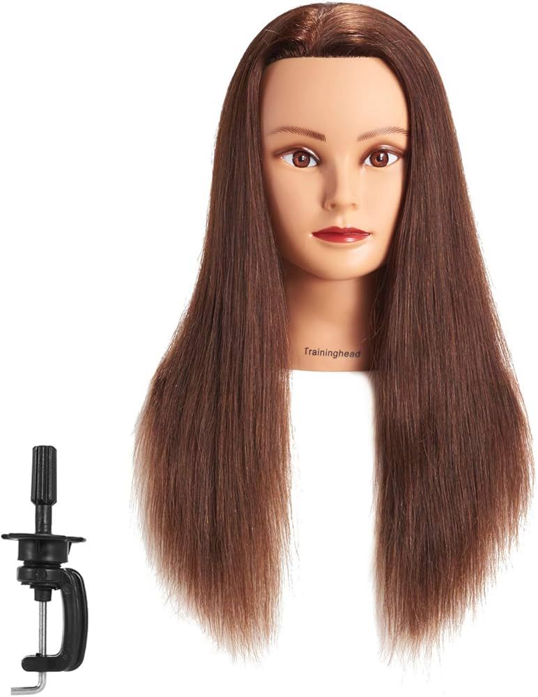 20-22" 100% Human hair Mannequin head Training Head Cosmetology Manikin Head Doll Head with free ... | Amazon (US)