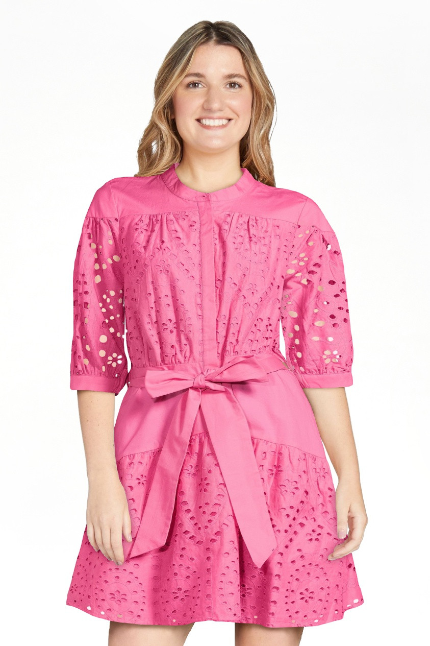 Scoop Women's Eyelet Short Shirt Dress with Volume Sleeves | Walmart (US)