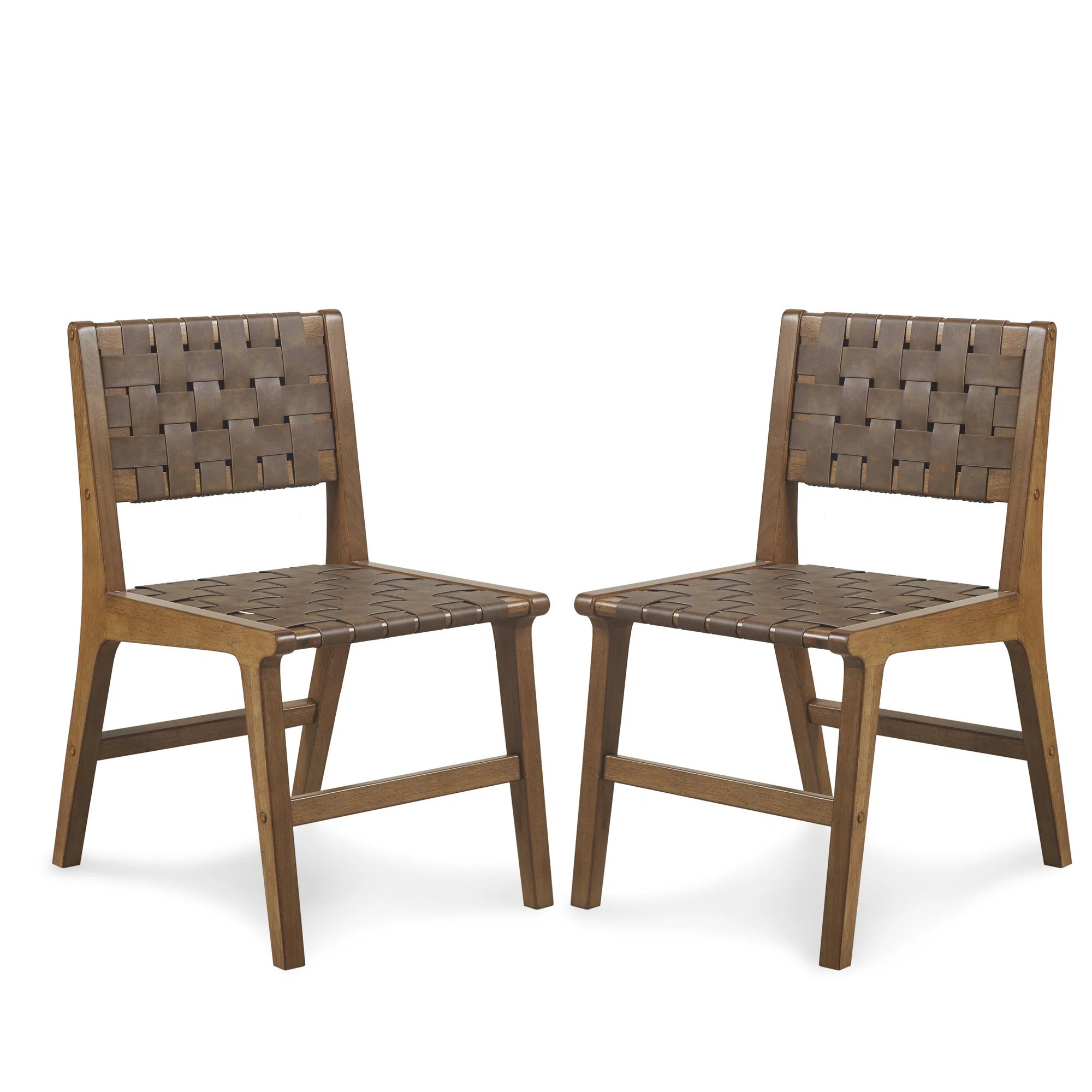 Set of 2 Oslo Faux Leather Woven Dining Chairs (Set of 2) | Wayfair North America