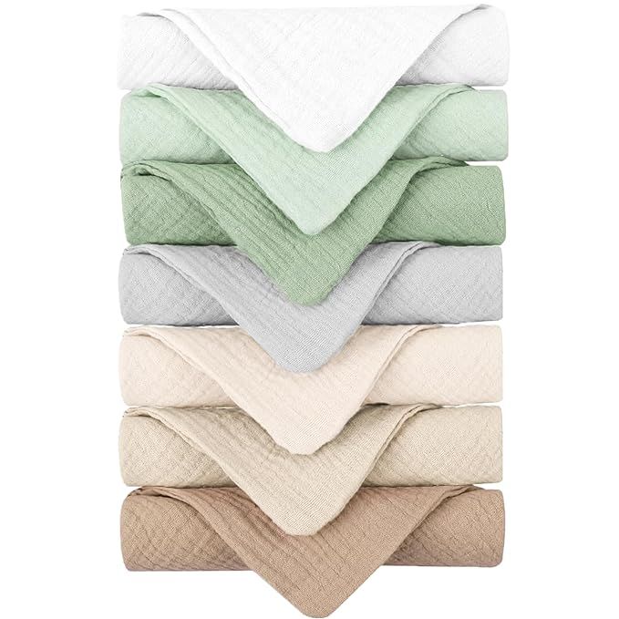 Konssy Baby Muslin Washcloths 7 Pack -100% Cotton Baby Bath Towels, Soft Baby Wash Cloths and Abs... | Amazon (US)