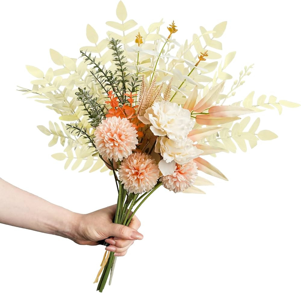 Ruidazon Fake Artificial Flowers Bouquets, 21.6” Faux Silk Flowers with Greenery Stems for Home... | Amazon (US)