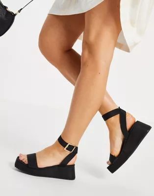 ASOS DESIGN Tatiana flatform sandals in black | ASOS (Global)
