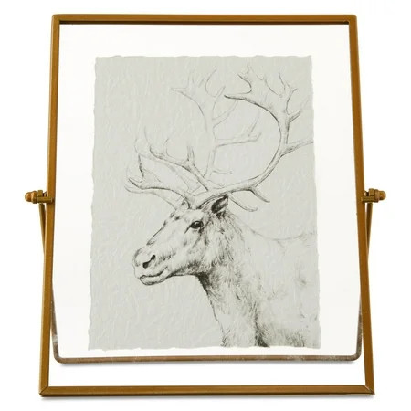 Deer Pencil Drawing Framed Traditional Christmas Tabletop Decoration, 7" x 9", by Holiday Time | Walmart (US)