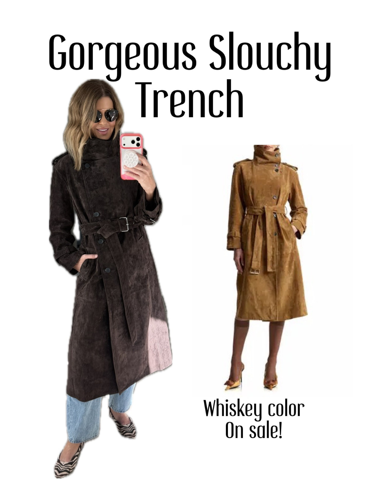 Wearing a size small slouchy leather trench