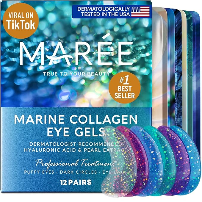MAREE Eye Gel Pads - Under Eye Wrinkle Patches for Puffy Eyes and Dark Circles with Natural Marin... | Amazon (US)