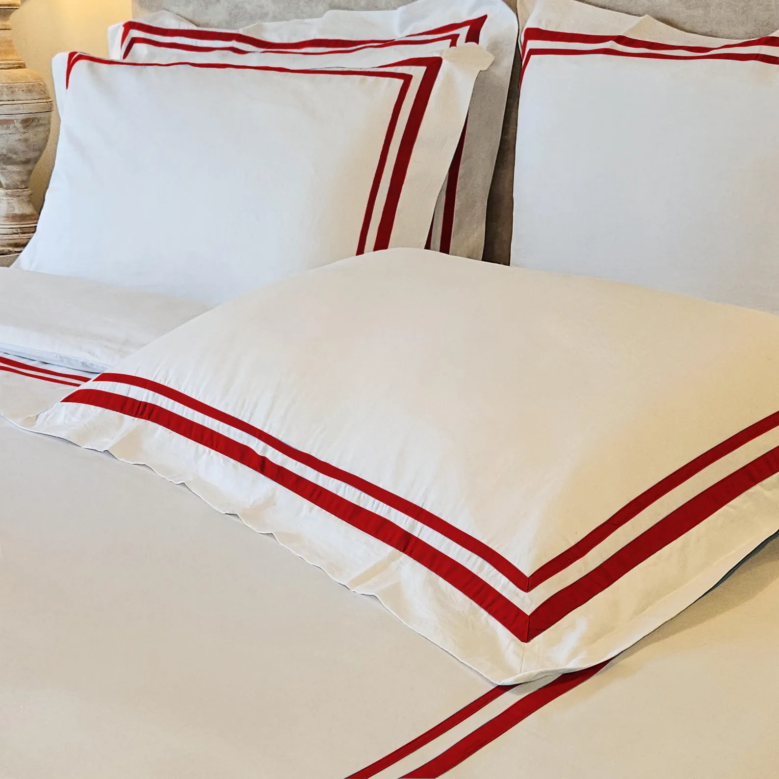 Red Trimmed Duvet Cover Set, 400TC Cotton Bedding, US UK AU Sizes, Bold Red Bordered Bedset, Luxu... | Etsy (Global)