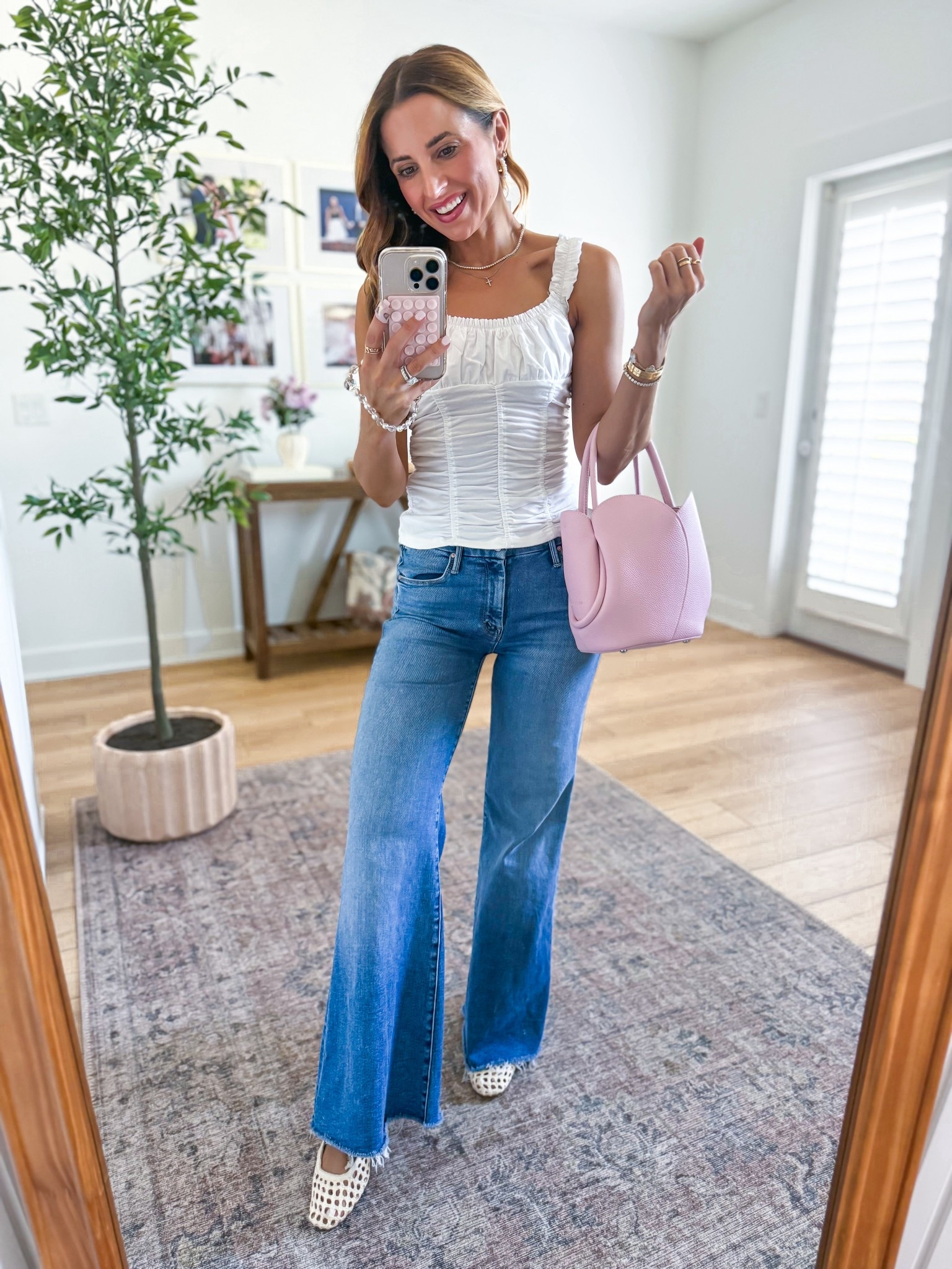 Mother PETITES The Lil Roller Fray in 24 petite - linking regular length, too! Anthropologie scrunchie tank top in XXS petite. Woven flats are TTS. Pink bucket bag. Spring outfit of the day. Spring style. Elevated casual. Mom outfit. Summer outfit. Summer style.


#LTKPetite #LTKootd #LTKdayinmylife