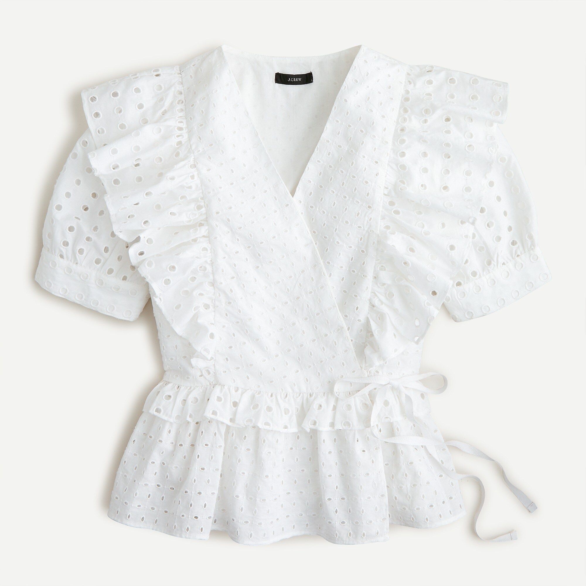 Ruffle wrap top in eyelet | J.Crew US