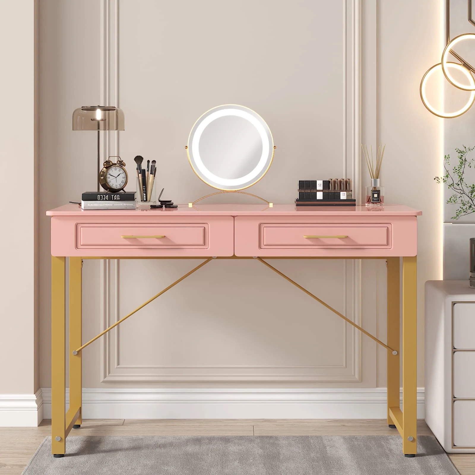 JAFUSI 39" Computer Desk with Drawers and Storage Shelf, Study and Work Desk for Bedroom Home Off... | Walmart (US)