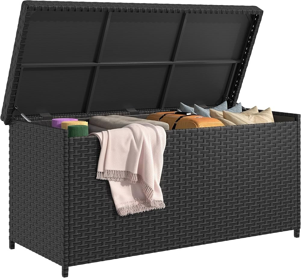 YITAHOME 260 Gallon Deck Box, XXL All-Weather Wicker Outdoor Storage Box, Oversized Rattan Storag... | Amazon (US)