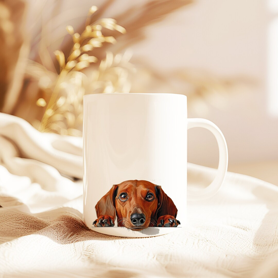 Dachshund Peeking Portrait Mug Dachshund Portrait Mug Dog Lover Gift Coffee Cup Dog Owner Tea Cup... | Etsy (US)