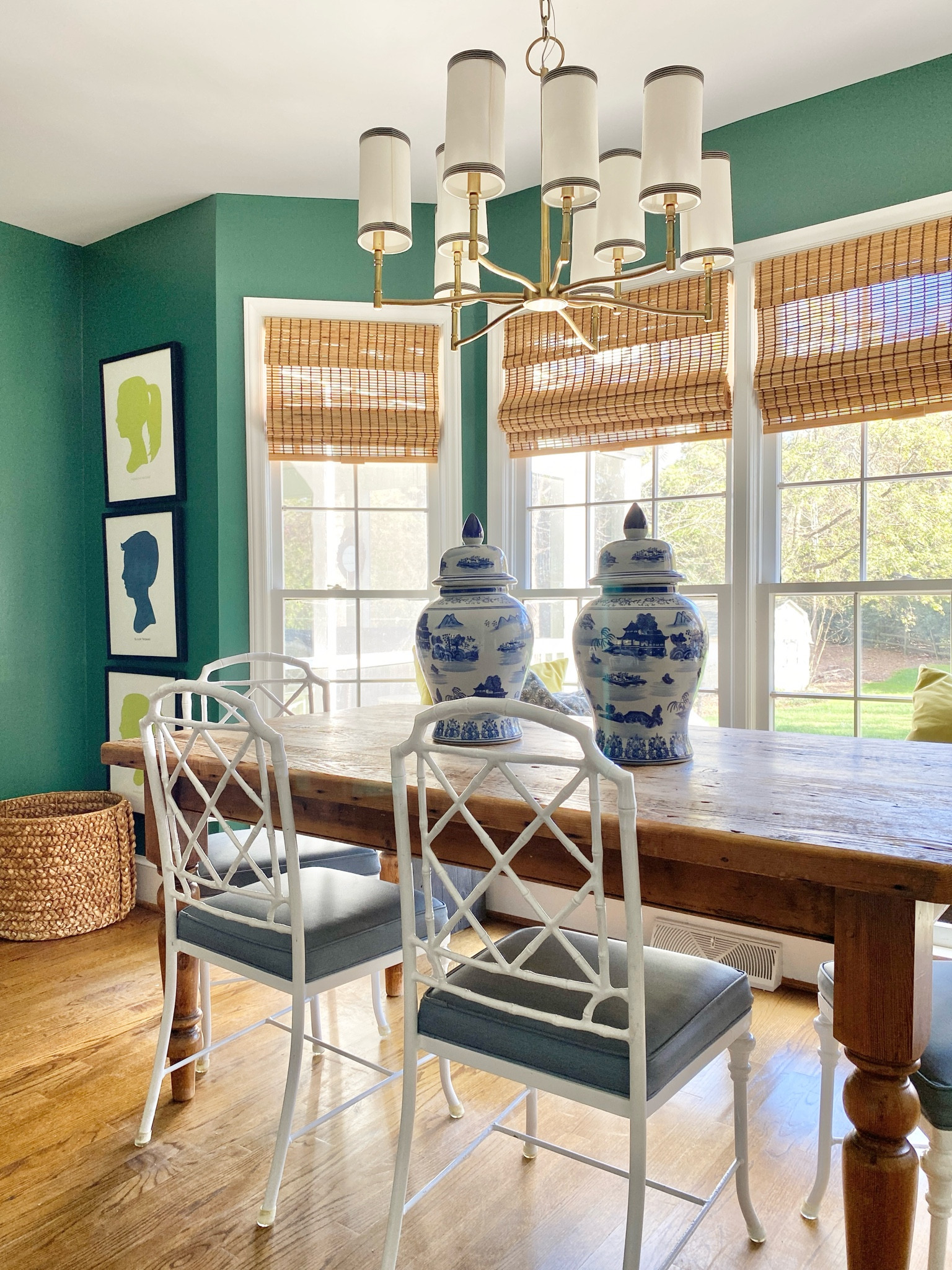 Dining room decor, breakfast nook

Chandelier, bamboo shades, silhouette art, blue and white temple jar, chinoiserie dining chairs, woven storage basket 

#LTKHome #LTKHoliday #LTKFamily