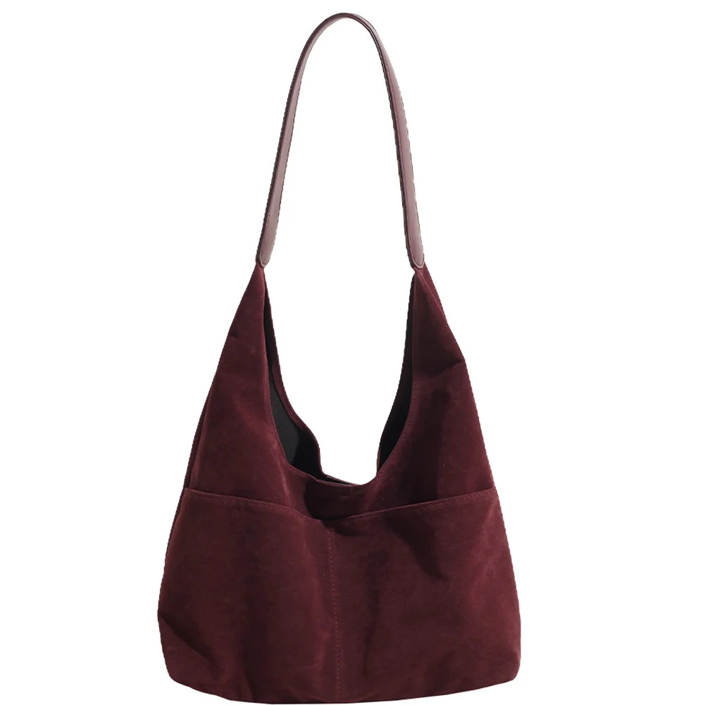 SUNHUFA 2 pcs Women Suede Slouchy Hobo Bag w/Multi-pocket Tote Bag for Travel (Wine Red) | Walmart (US)