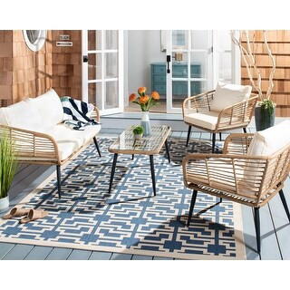 Safavieh Outdoor Living Harrley 4-Piece Patio Set - Natural/Beige | Bed Bath & Beyond