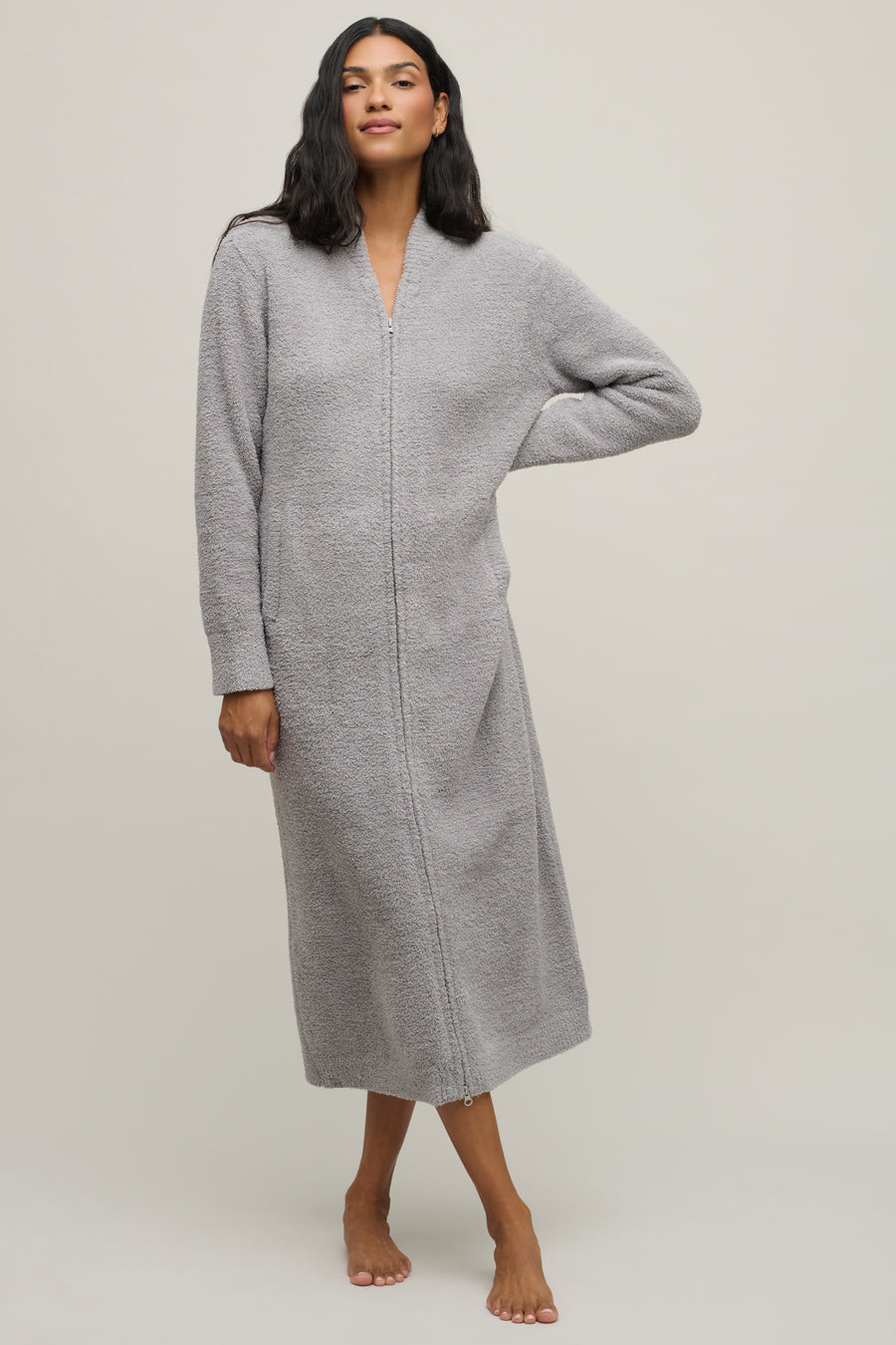 CozyChic® Full Zip V-neck Lounger | Barefoot Dreams