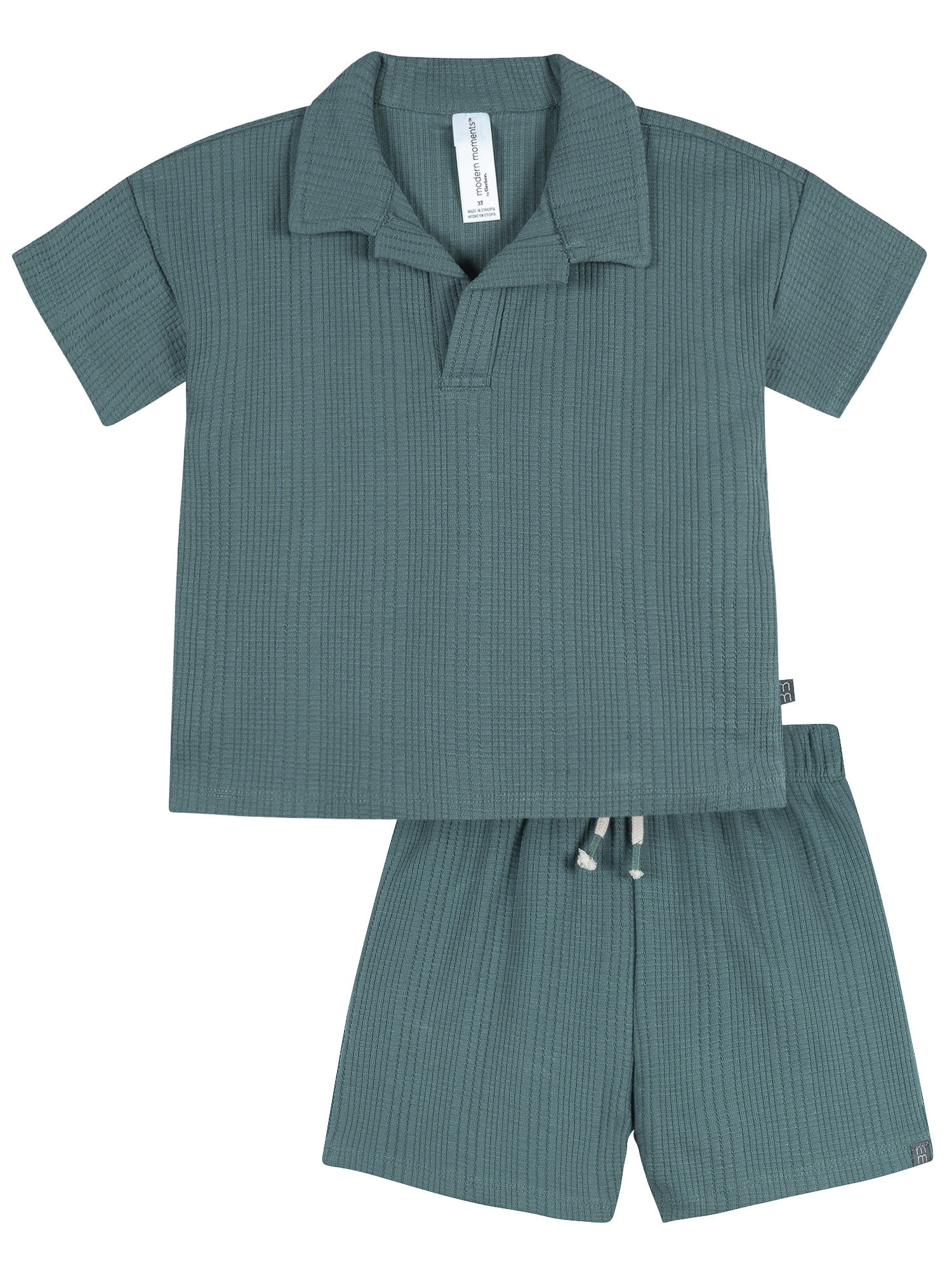 Modern Moments by Gerber Baby and Toddler Boy Johnny Collar Top and Pant Set, 2-Piece, Sizes 0/3 ... | Walmart (US)