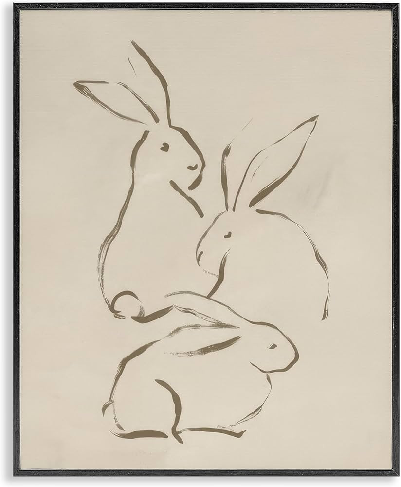 Stupell Industries Earthtone Bunny Sketch Framed Giclee Wall Art Design by June Erica Vess, Black... | Amazon (US)