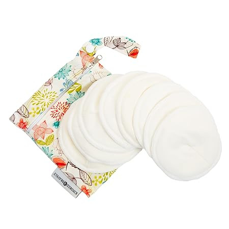 Organic Washable Breast Pads 8 Pack | Reusable Nursing Pads for Breastfeeding with Carry Bag | Amazon (US)