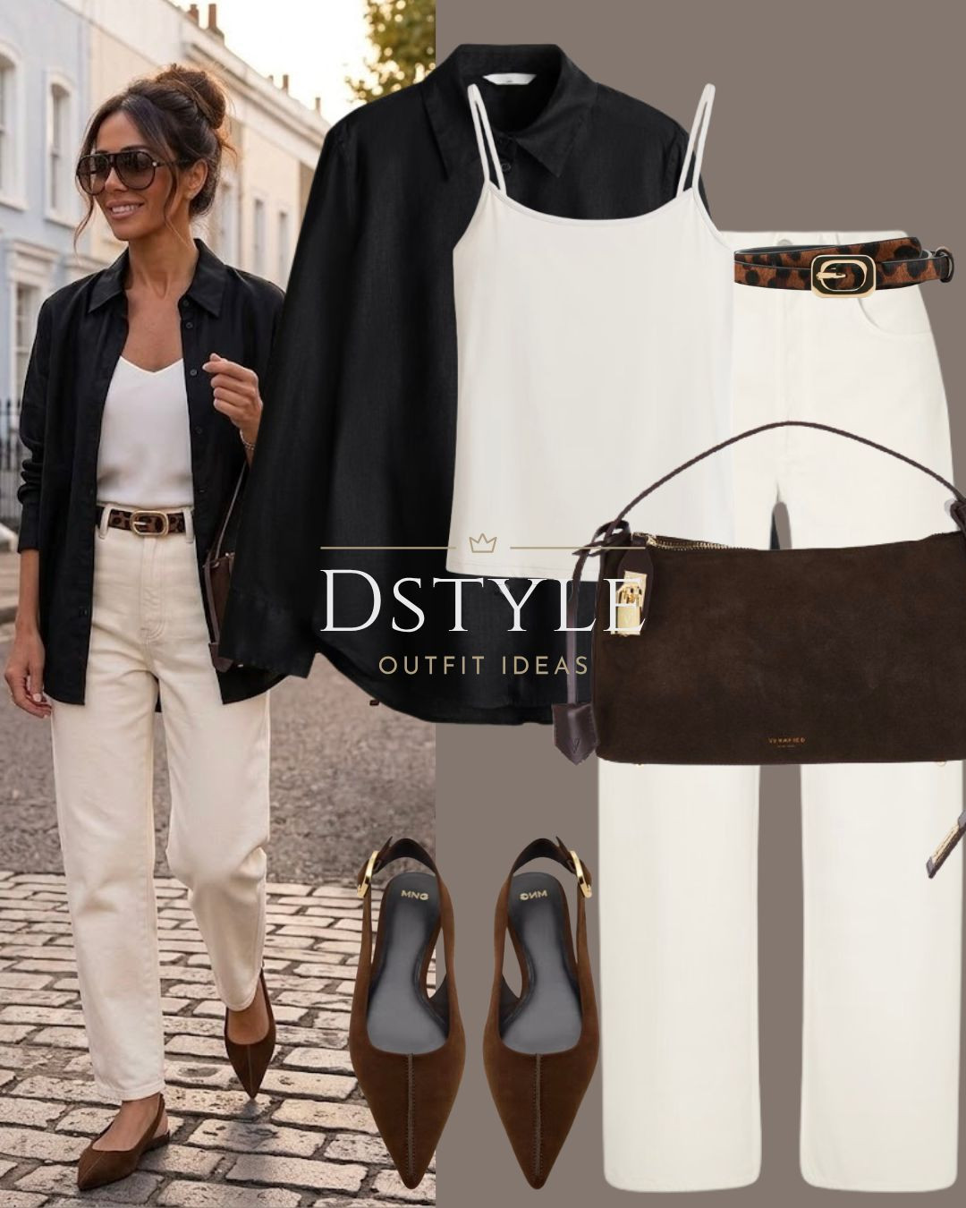 Casual chic neutral outfit idea 🖤 Layering a black linen shirt over a white tank top paired with high-waisted ecru trousers, brown suede flats, and a leopard belt. Perfect everyday capsule wardrobe look!

Shop the entire look below.

#LTKootd #LTKWorkwear