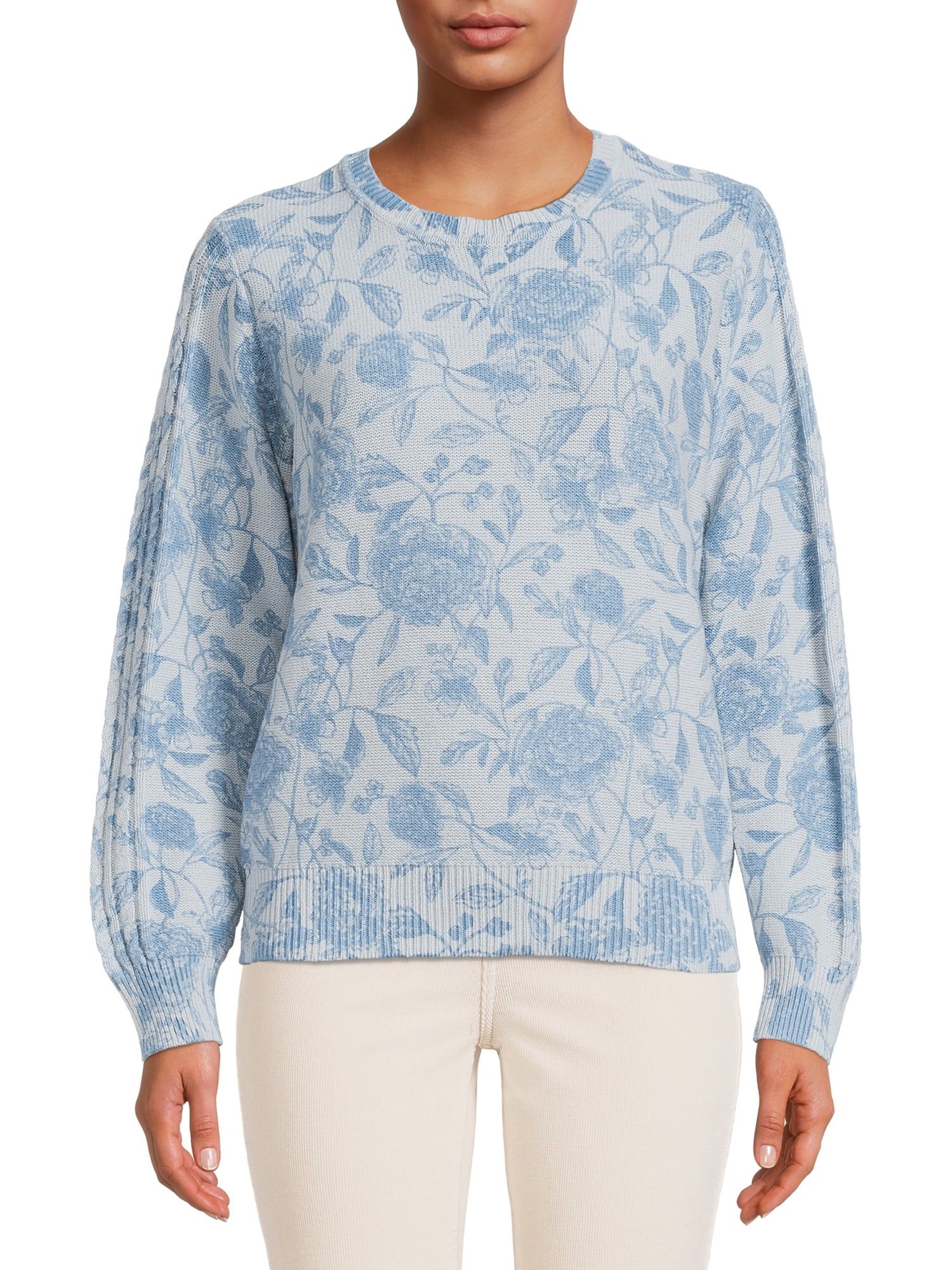Time and Tru Women's Midweight Print Pullover Sweater | Walmart (US)