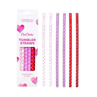 CharCharms 6pk Valentines Water Bottle Straws | Target