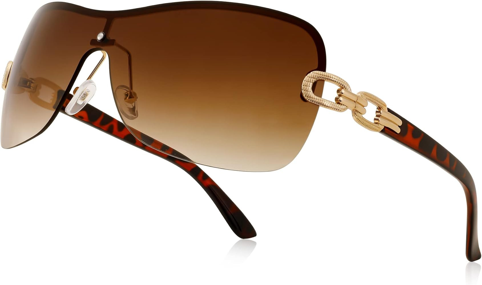 FEISEDY Y2k Rimless Wrap Sunglasses Women Mens Shield One Piece Goggles Oversized Frameless Shade... | Amazon (CA)