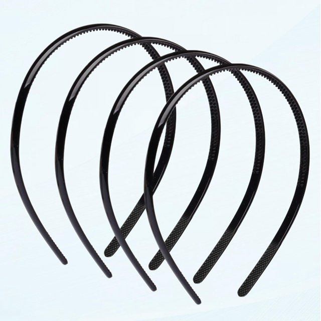 4 pcs Plastic Headband, Thin Teeth Black Headbands Skinny Hair Band, Soft Non-slip Outdoor Sports... | Walmart (US)
