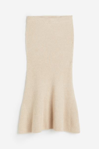 Rib-knit mermaid skirt - Light beige - Ladies | H&M GB | H&M (UK, MY, IN, SG, PH, TW, HK)