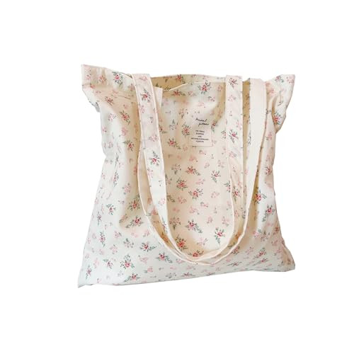Floral Canvas Tote Bag Double-Sided Printed Cloth Cotton Tote Floral Shoulder Bags for Beach Trav... | Amazon (US)