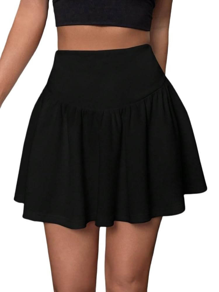 Women’s Summer Flowy Skirt Dress Wide Hem Mini Skirt | Amazon (US)
