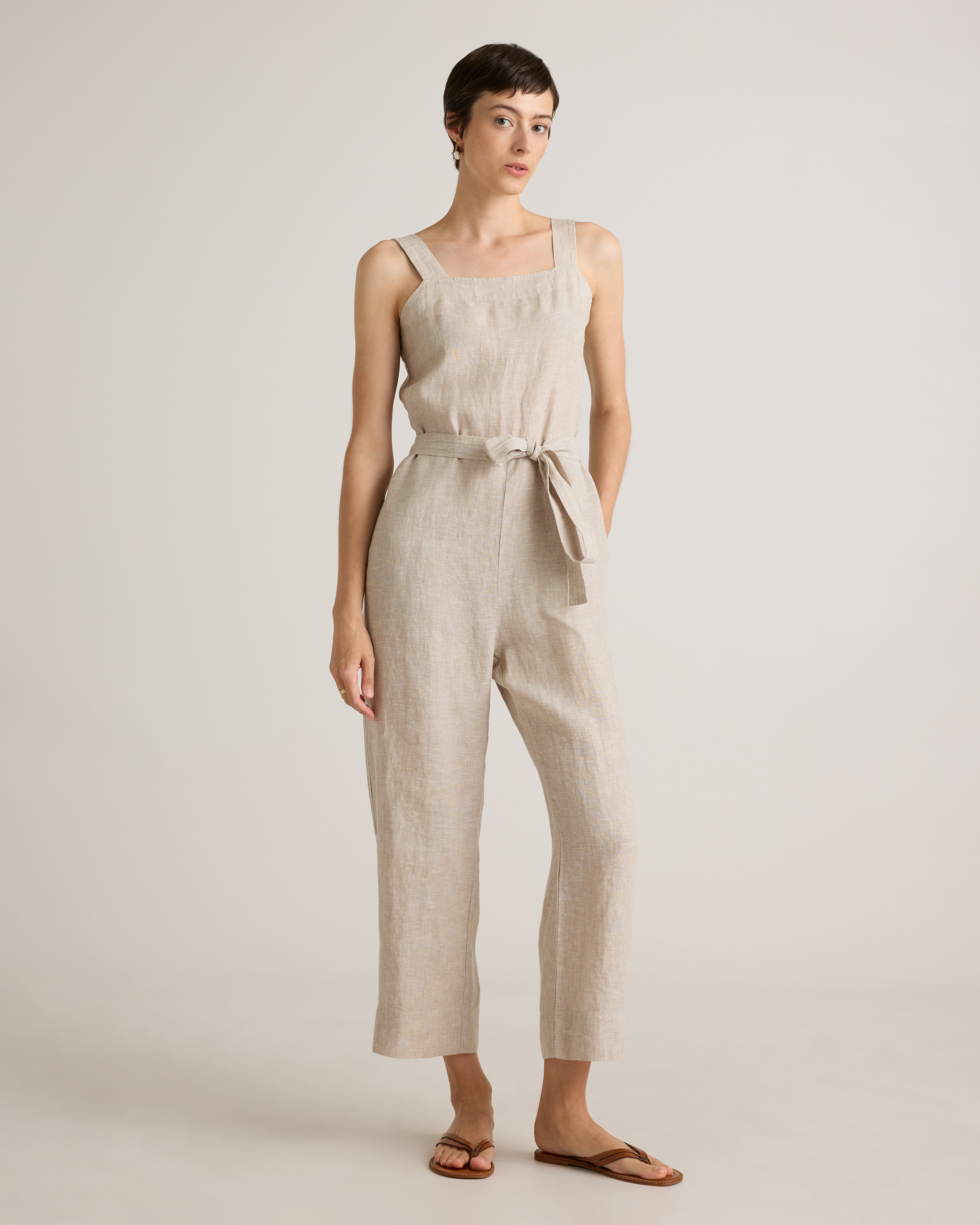 100% European Linen Square Neck Jumpsuit | Quince
