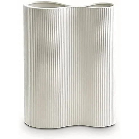 White Vase. 9” Tall Vase for Flowers. White Ceramic Vase for Home Decor. White Flower Vase for Decor | Walmart (US)