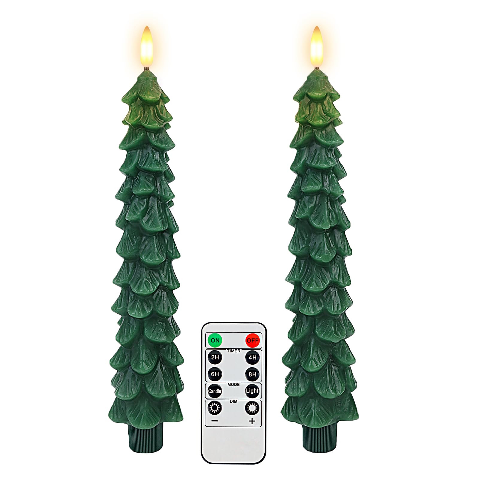 Christmas Tree Candles with Remote Timer, 2 Pack Flameless LED Taper Candles Battery Operated, 3D... | Amazon (US)
