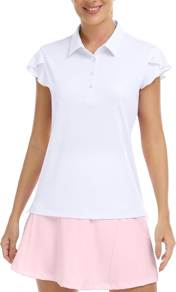 Hiverlay Womens Golf Polo Shirt Ruffles Sleeve Moisture Wicking Tennis Shirts Lightweight Workout... | Amazon (US)