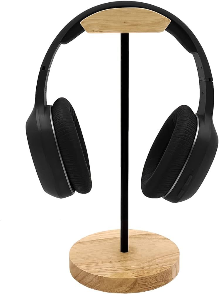Headphone Stand Nature Wood & Aluminum Headset Hanger Mount Hook Gaming Holder Desktop Earphone A... | Amazon (US)