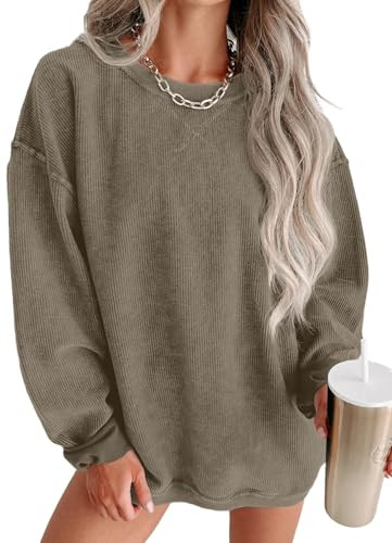 ONLYSTORY Womens Sweatshirts Oversized Cored Corduroy Pullover Tops | Amazon (US)