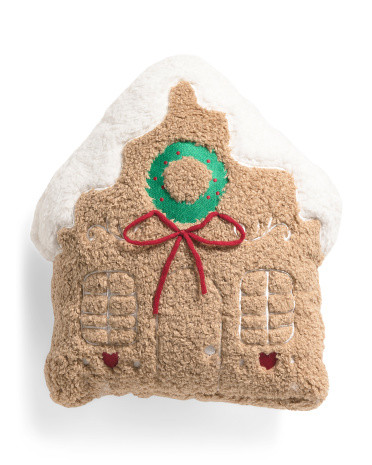 13x18 Teddy Gingerbread House Shaped Pillow | TJ Maxx