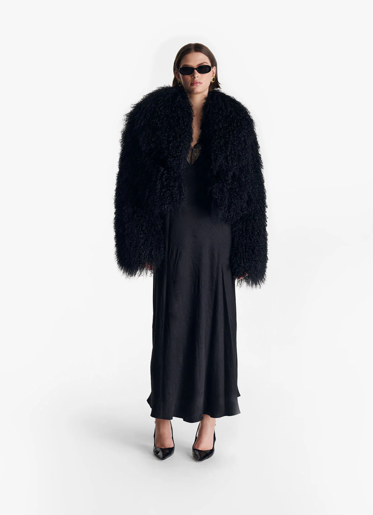 Black Mongolian Cropped Coat | DE SAVARY LONDON