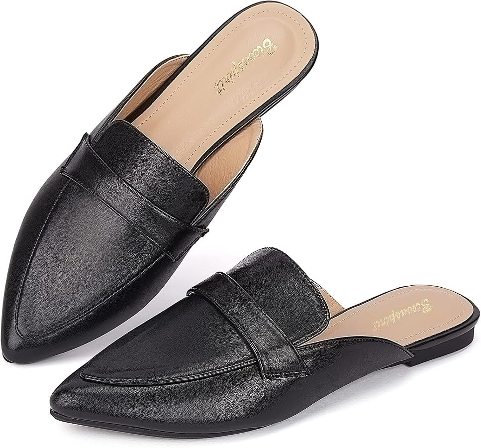 Mules for Women Flats Pointed Toe Slip On Mules Comfortable Loafer Shoes | Amazon (US)