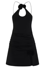 Adeline Rose Halter Mini Dress - Black | MESHKI US