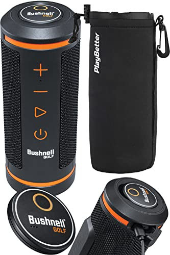 Bushnell Wingman GPS Golf Speaker Bundle - Music & Audible Distances Bluetooth Speaker for Golf Cart - Score Tracking, 3D Flyovers & 36,000+ Courses - includes PlayBetter Protective Neoprene Pouch | Amazon (US)