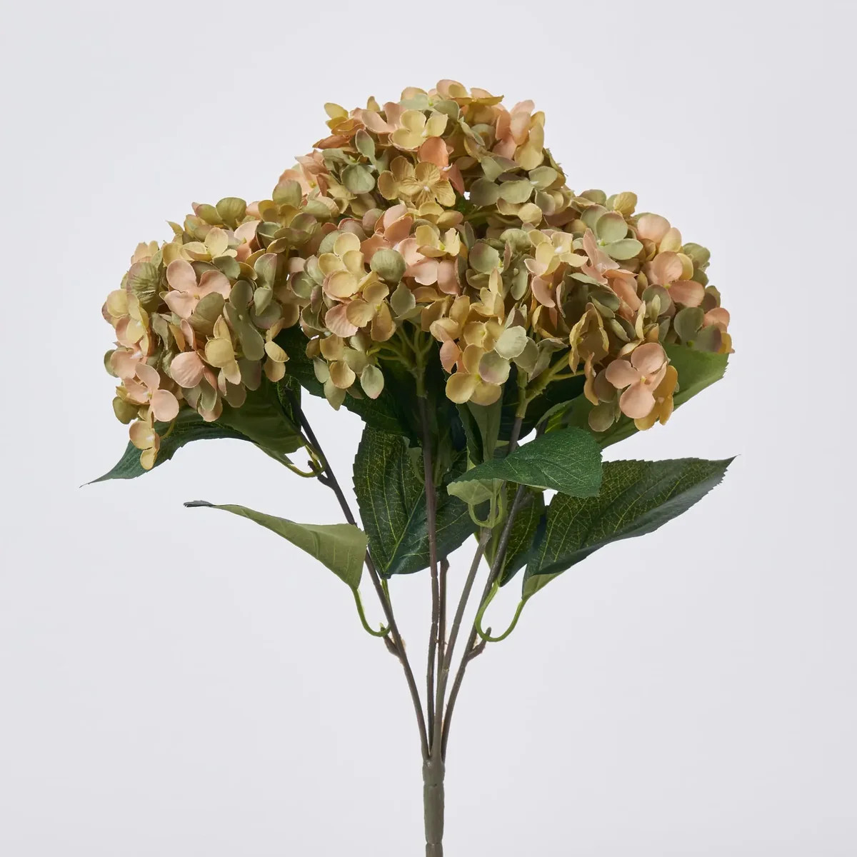 Sage Green Silk Hydrangea Blooms Faux Floral Bush Stem Bouquet - 17" | Darby Creek Trading