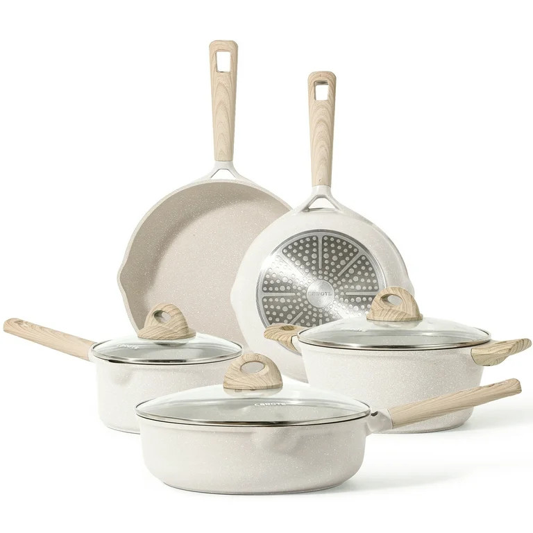 Carote Nonstick Pots and Pans Set, 8 Pcs Induction Kitchen Cookware Sets (Beige Granite) | Walmart (US)