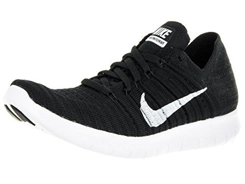 Nike Women's Free Rn Flyknit Black/White Running Shoe 8 Women US | Amazon (US)