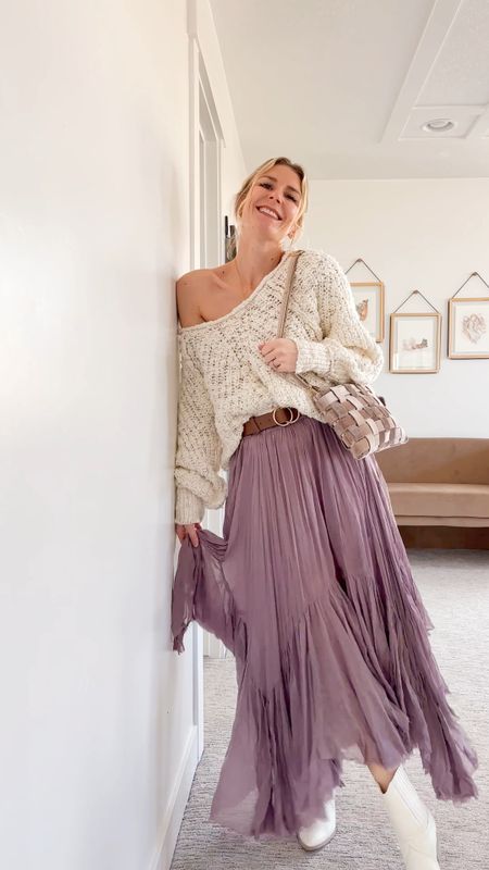 My favorite knit sweater because it goes with everything and the texture is beautiful! I sized up to a medium for a more oversized fit! And this flowy free people skirt comes in tons of colors, it’s a top favorite seller for sure and it’s just so beautiful and more perfect in person!

#LTKfindsunder100 #LTKSeasonal #LTKshoecrush
