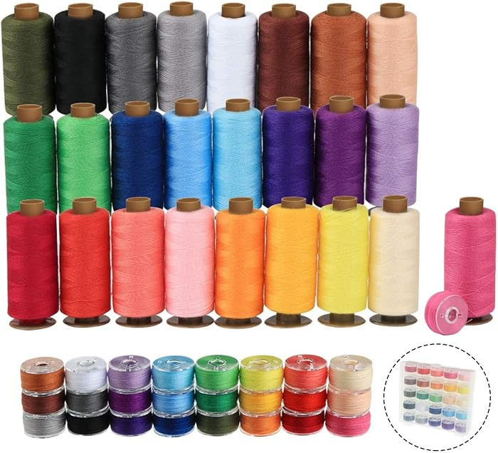 ilauke 50Pcs Thread for Sewing, 400 Yards Sewing Thread kit, Prewound Bobbins Hand & Machine, Sew... | Amazon (US)