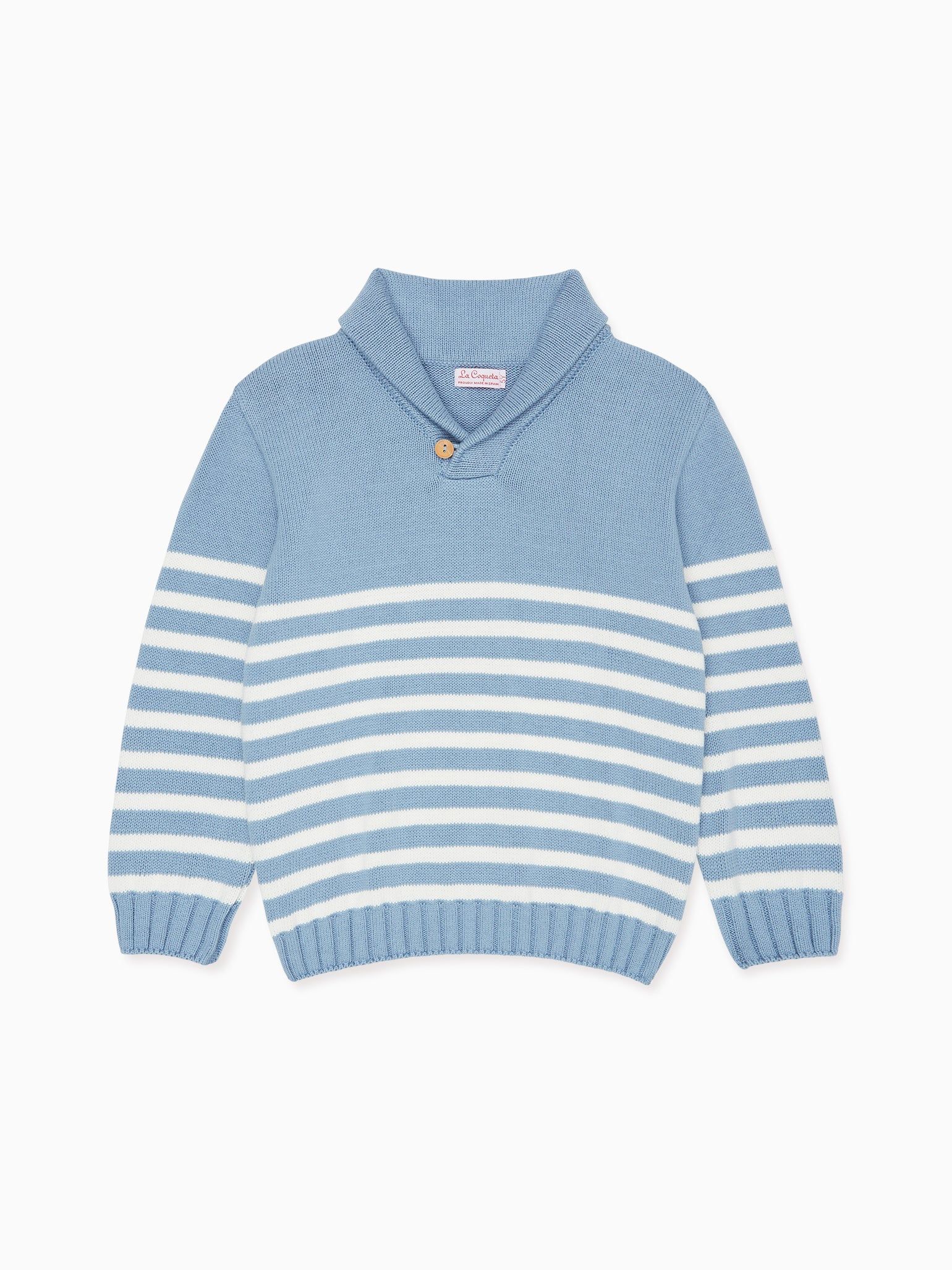 Blue Stripe Goyo Boy Cotton Sweater | La Coqueta (US)